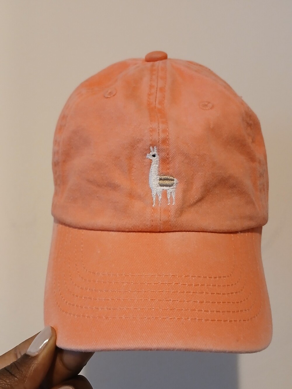 Llama Cap Made In Peru Coral Embroidered - Picture 2 of 4